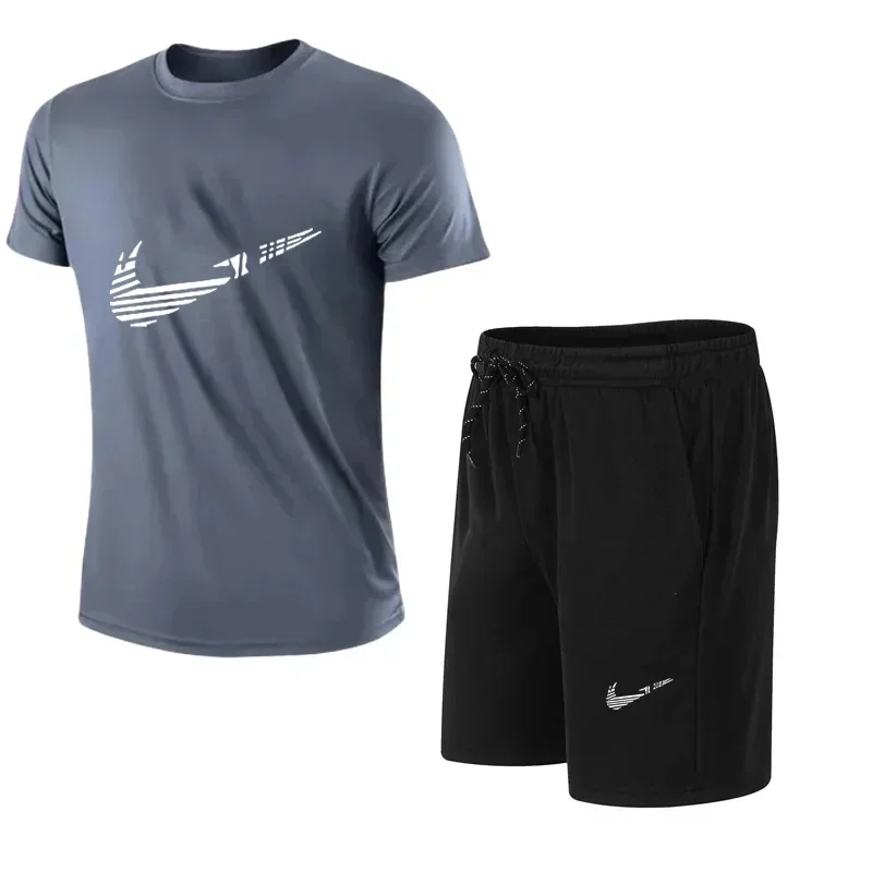 2025 Summer Fashion Men's Tracksuit T-shirt Shorts Set Leisure Short Sleeve Set… - Image 6