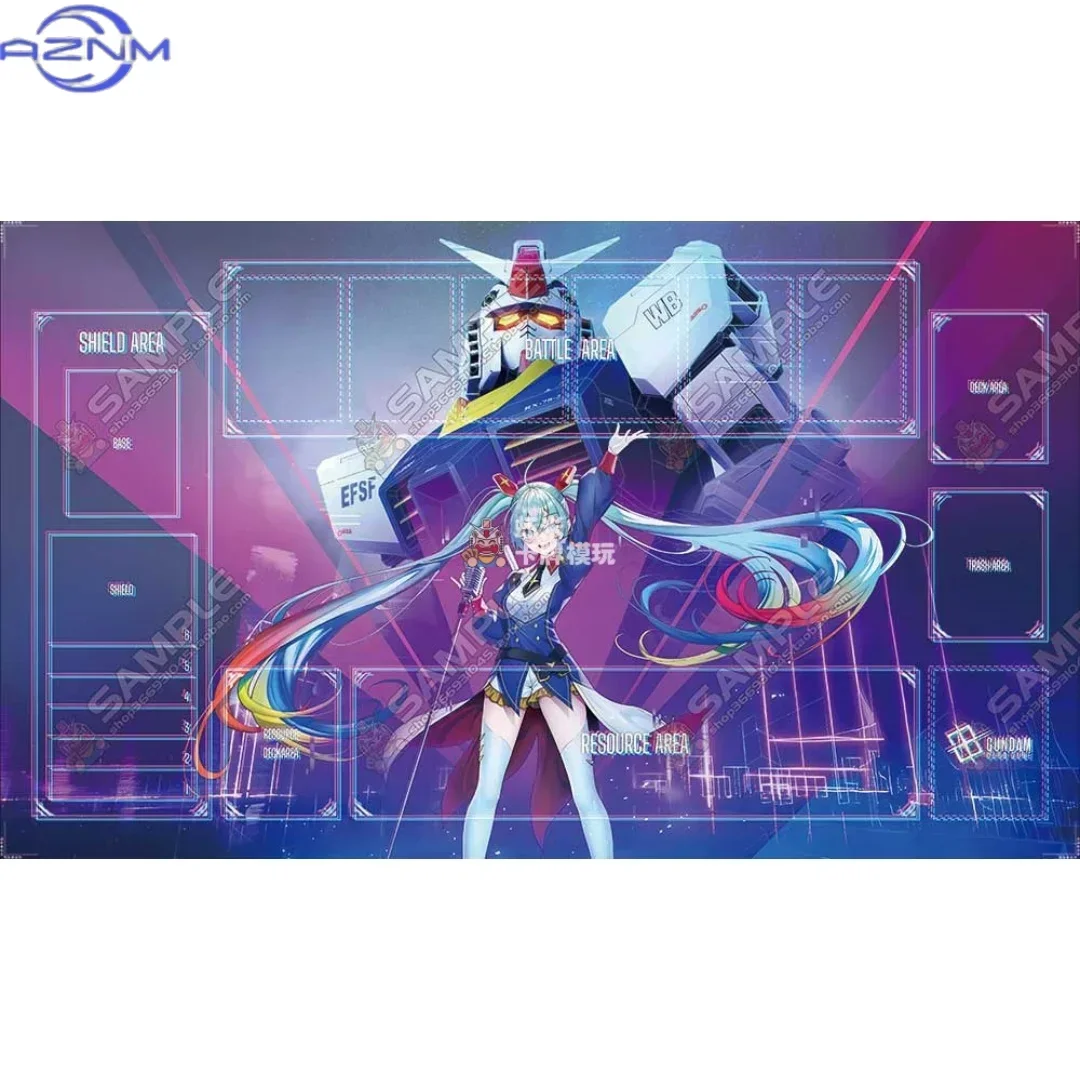 Anime Gundam TCG Playmat Mousepad, Rubber Non‑Slip Card Game Mat with Zones, Large Collectible Table Mat for Gundam Card Game Ba