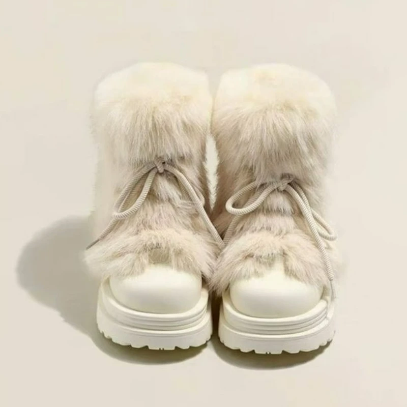 

Женские зимние модные ботинки с мехом, нескользящие, теплые, на платформе, с круглым носком, утепленные плюшем и хлопком