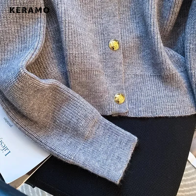 2023 Autumn Winter Luxury Office Lady Knitting Long Sleeve Cardigans Women\'s Fashion Elegant Turn Down Collar Patchwork Sweater