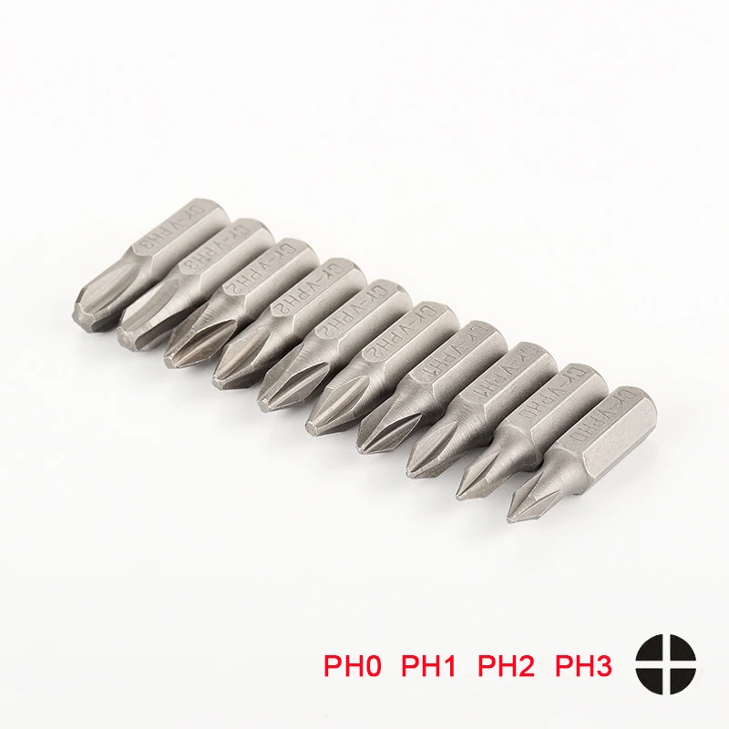 

10pcs Phillips Bit Set CRV 1/4 Inch 6.35mm Hex Shank Electric Screwdriver 25mm PH0 PH1 PH2 PH3 Bits For Power Tools