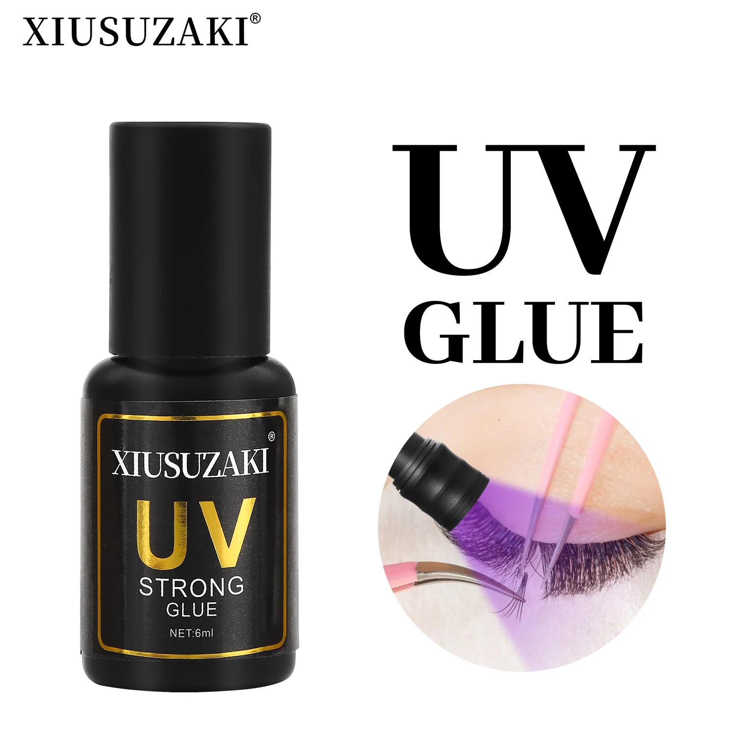 XIUSUZAKI 6ml UV Lash กาวสําหรับขนตา 1 S กาว UV โปร่งใส False Lash กาวแต่งหน้าเครื่องมือซัพพลายเออร์ความงาม