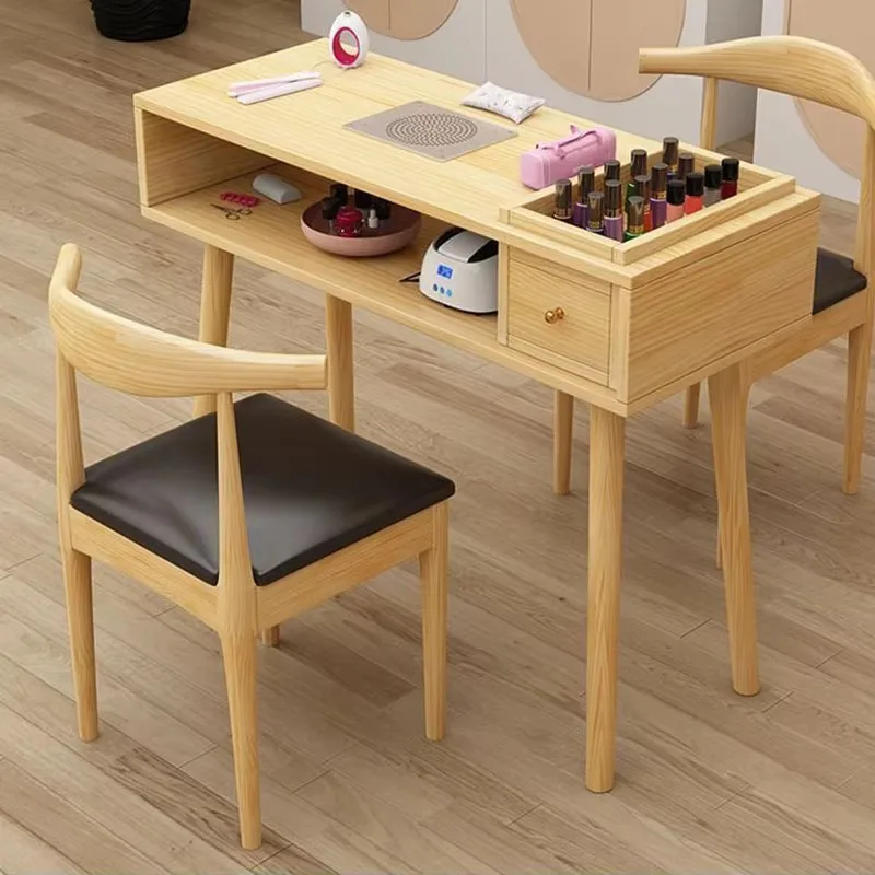 Meja Kuku Kayu Portabel Manikur Meja Profesional Perlengkapan Peralatan Penyimpanan Makeup Organizer Meja Salon Mesa Rias