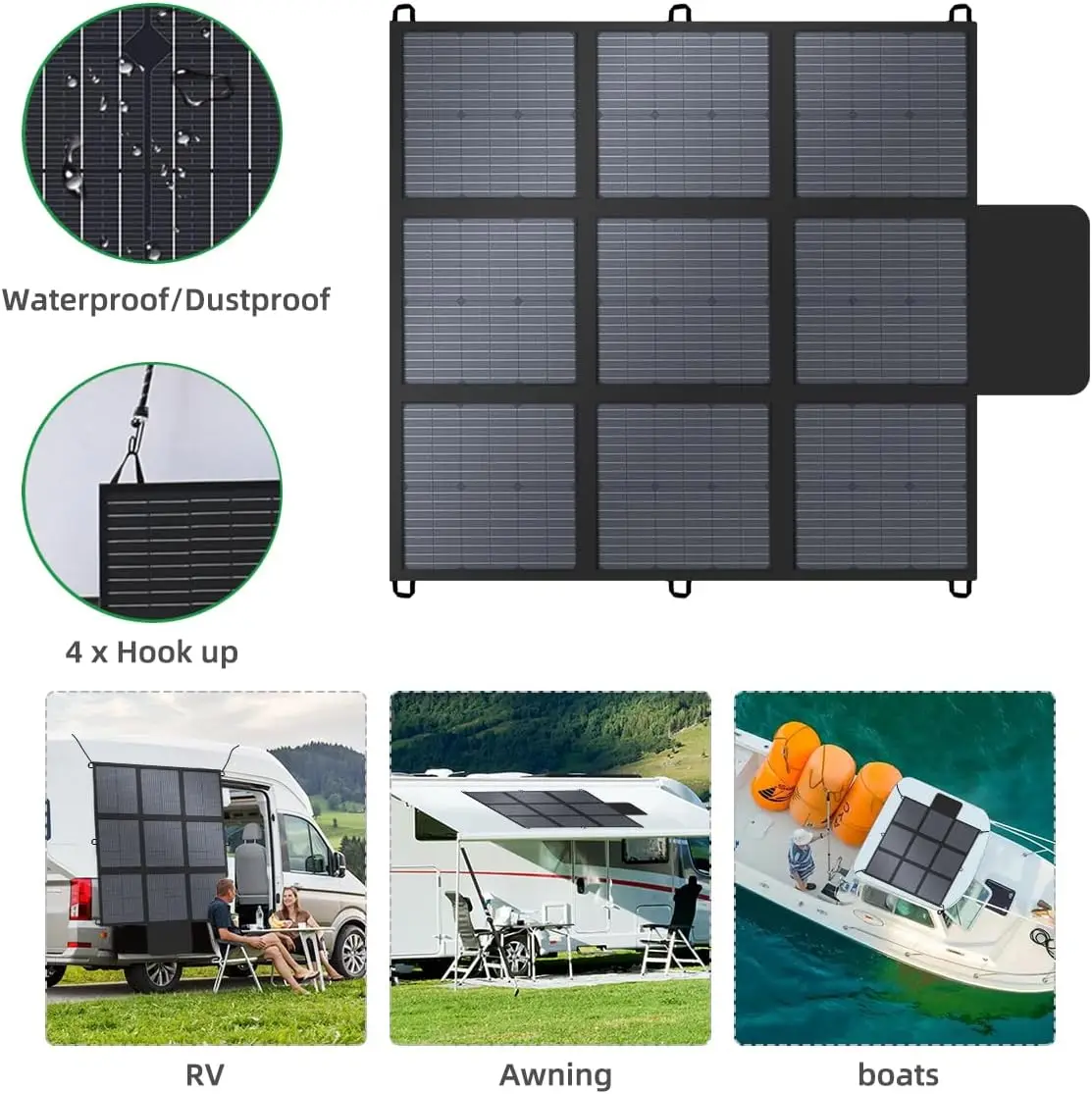 Lvyuan 200W Draagbare Zonnepaneel Opvouwbare Deken, Monokristallijn Enorm Power Panel, Cellen 22.5% Hoog