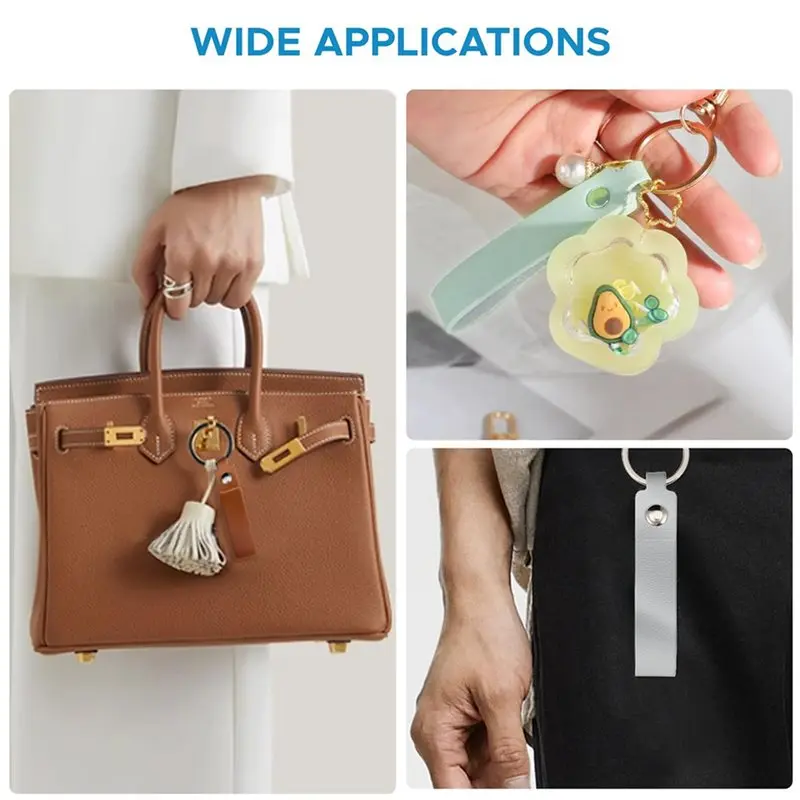 200Pcs PU Leather Key Fob Kit, Keychain Blanks With Rives And Key Rings, Rectangle Leather Key Chain Bulk For DIY Craft