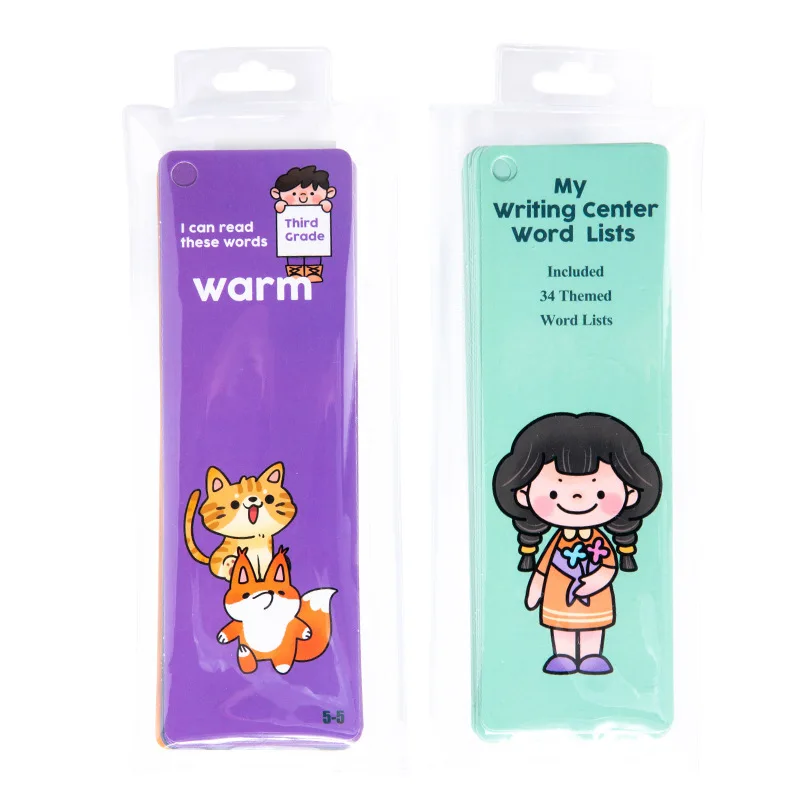 Kids English Cognitive Learning Card Creative Bookmark Page Cartoon Student Graphic Word Card Vocabulary Card Educational Toys