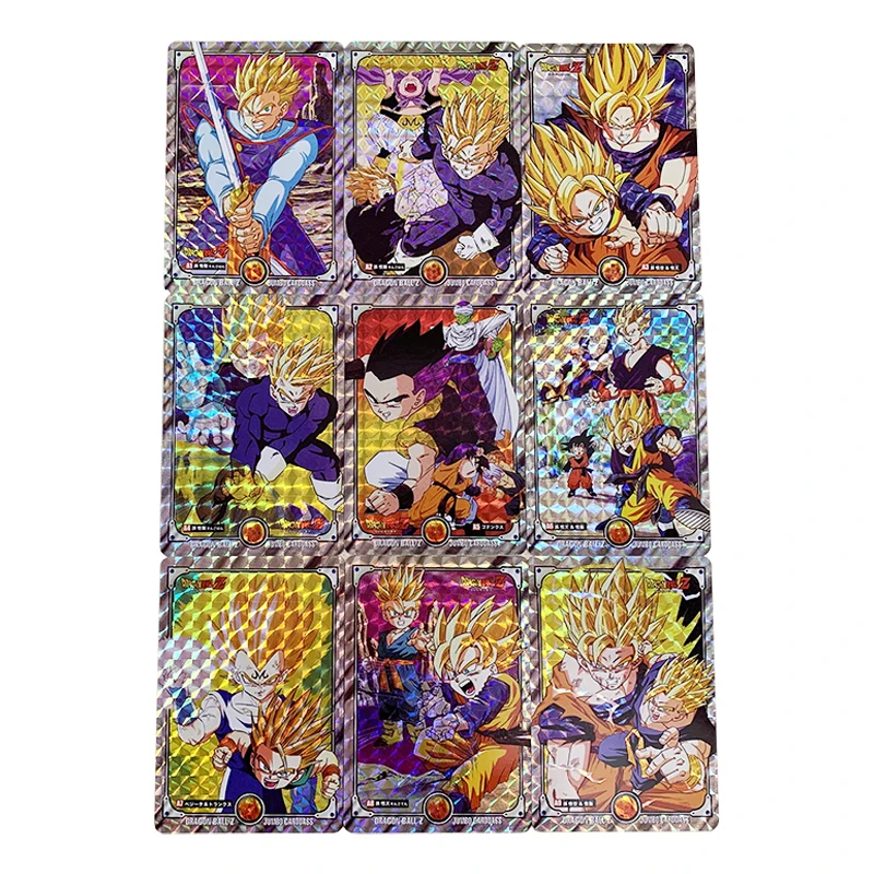 

9pcs/set Dragon Ball Z Refractive flash card Super Saiyan Son Goku Vegeta Heroes Battle Card Game Anime Collection Cards