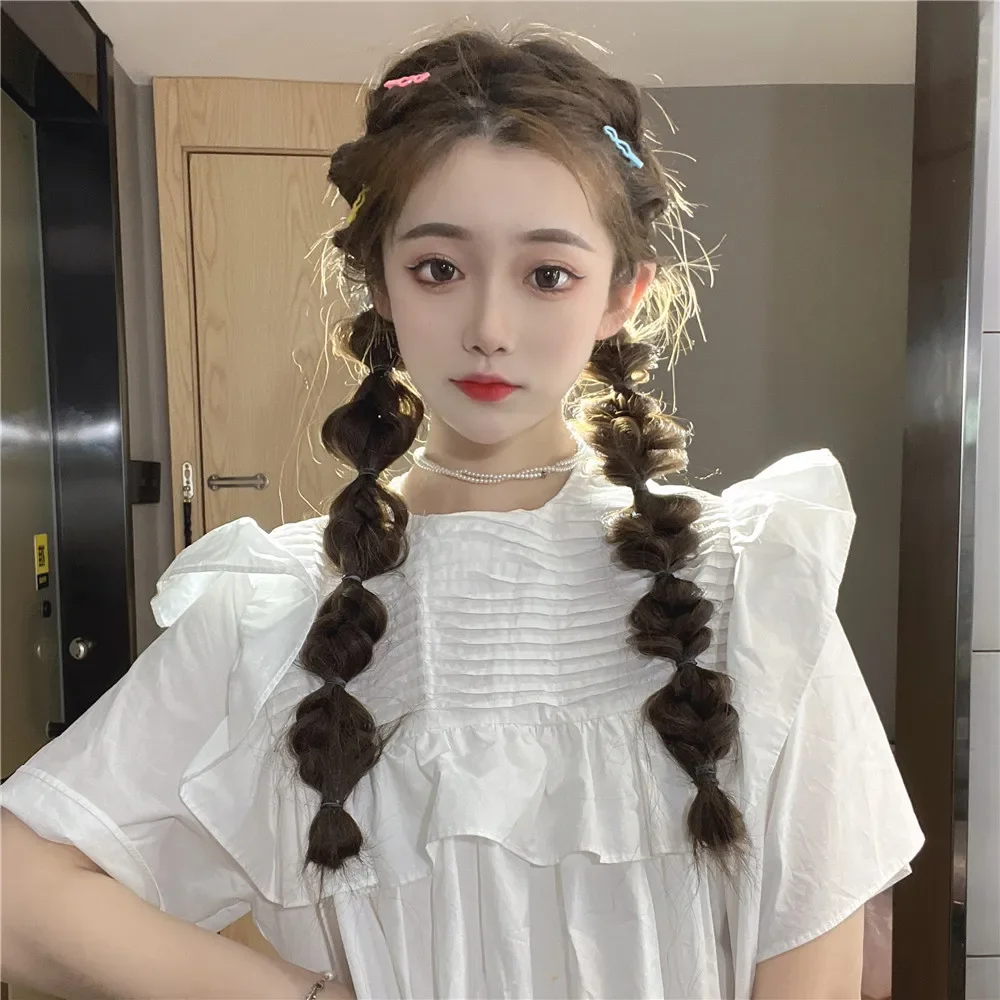 Korean Synthetic hair fiber heat-resistant ring ponytail bubble ponytail wig clip-on hair extension ponytail wig