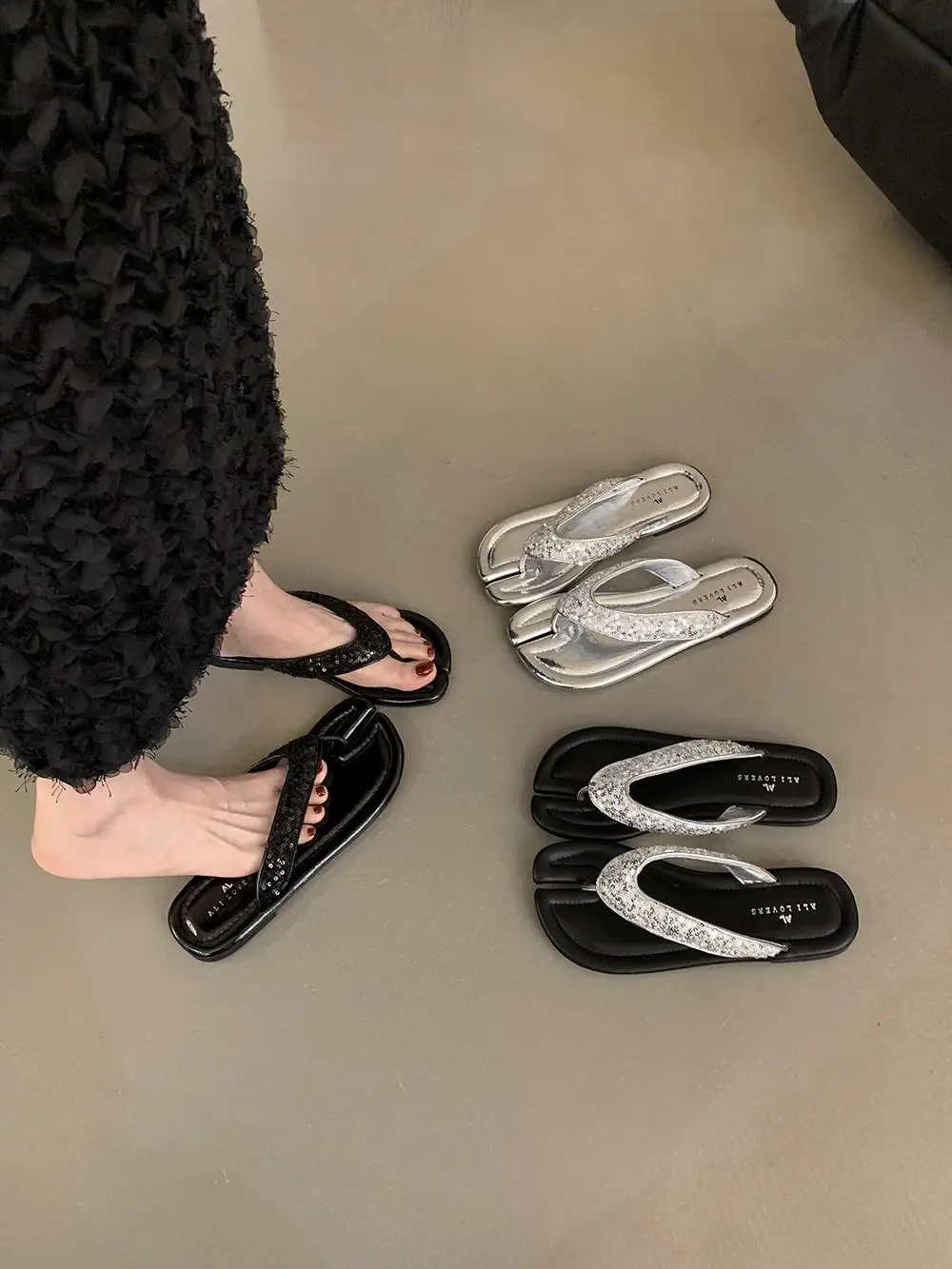 Chaussures basses Rome PU Hoof Heels, Chaussures en caoutchouc, Tissu Rome