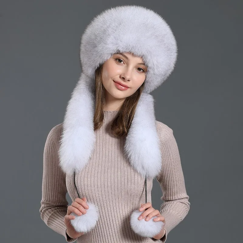 

New fur ear protector Lei Feng long fringe hat for women