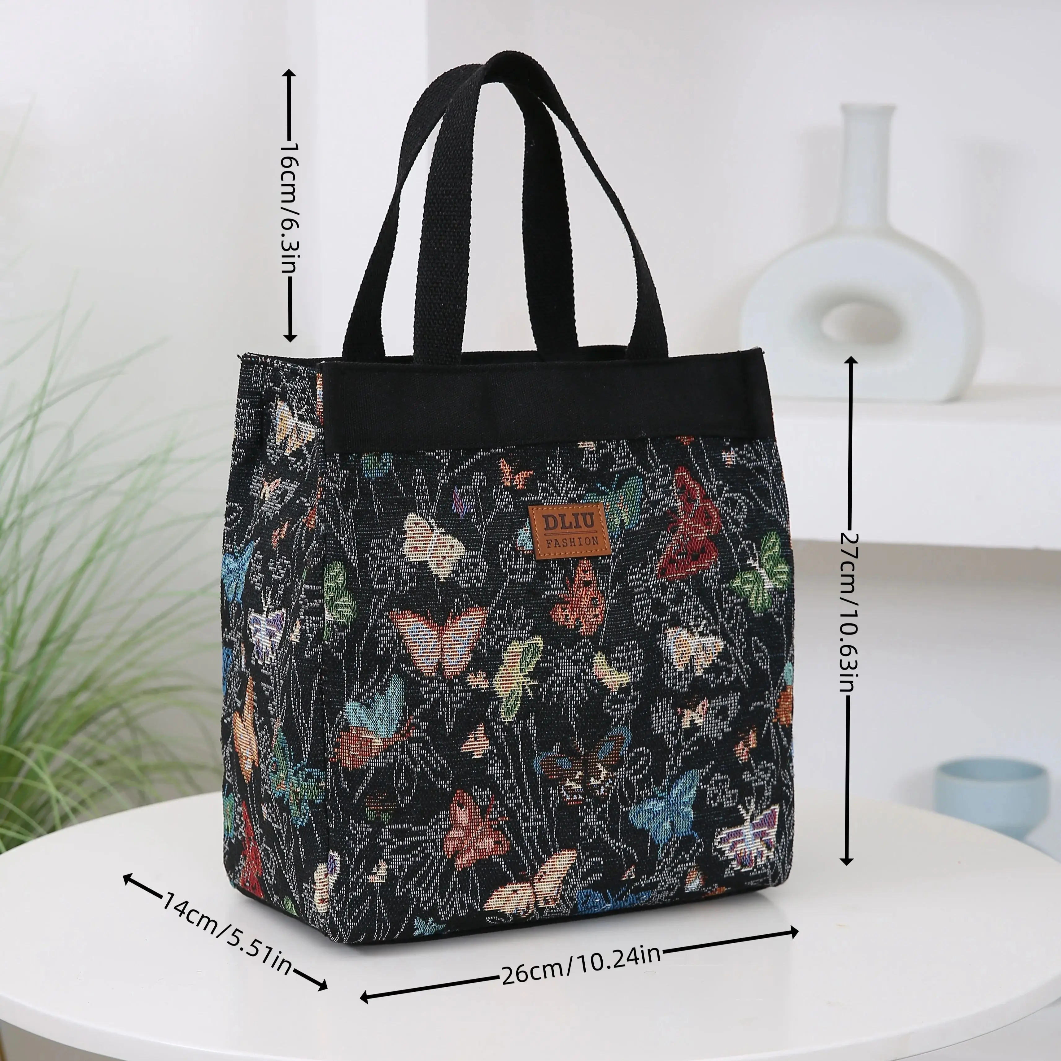 New knitted jacquard fabric large capacity handbag, commuting to work to carry lunch box bag, mommy daily storage bag