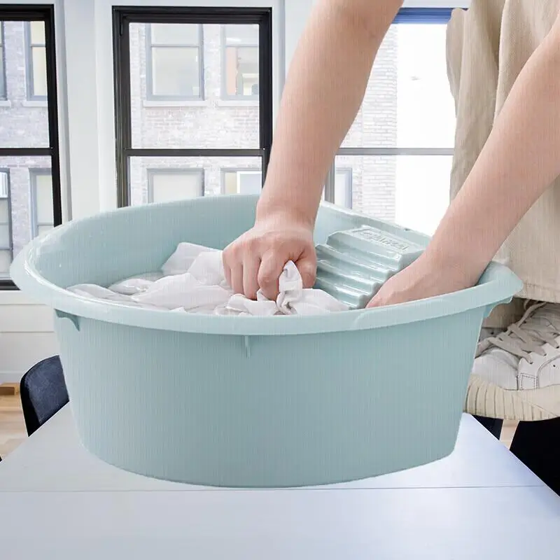 Premium Quality Thickened Plastic Pot for Laundry Basin, Washbasin with Scrubbing Board - A Must-Have for Effortless Cleaning