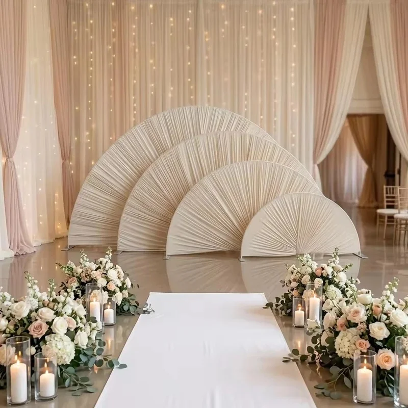 Multi-Layer Semi-Circular Iron Background Frame for Indoor Outdoor Wedding Event Decoration