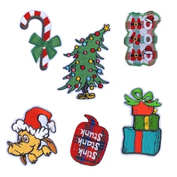 Christmas Gift DogTree Patch for Clothing Stick-on Embroidered Sew Applique Cute Badge Garment DIY Apparel Accessories