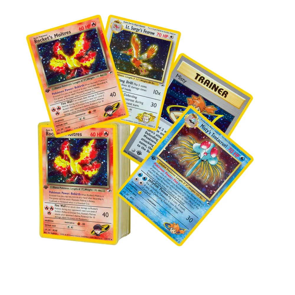 Holo graphische Pokemon Karten Base-Set-2 /Team Rakete Serie Nido queen Clefairy Sammelkarte Spielzeug Geschenke Sammlung Karten Proxy-Karte