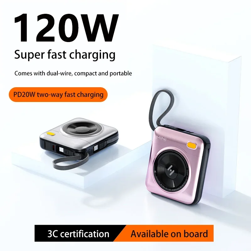 باور بانك شحن سريع 100000 مللي أمبير في الساعة مع خط مزدوج كاميرا صغيرة مدمجة نمط شحن سريع بنك طاقة متنقل لهاتف Xiaomi iPhone17
