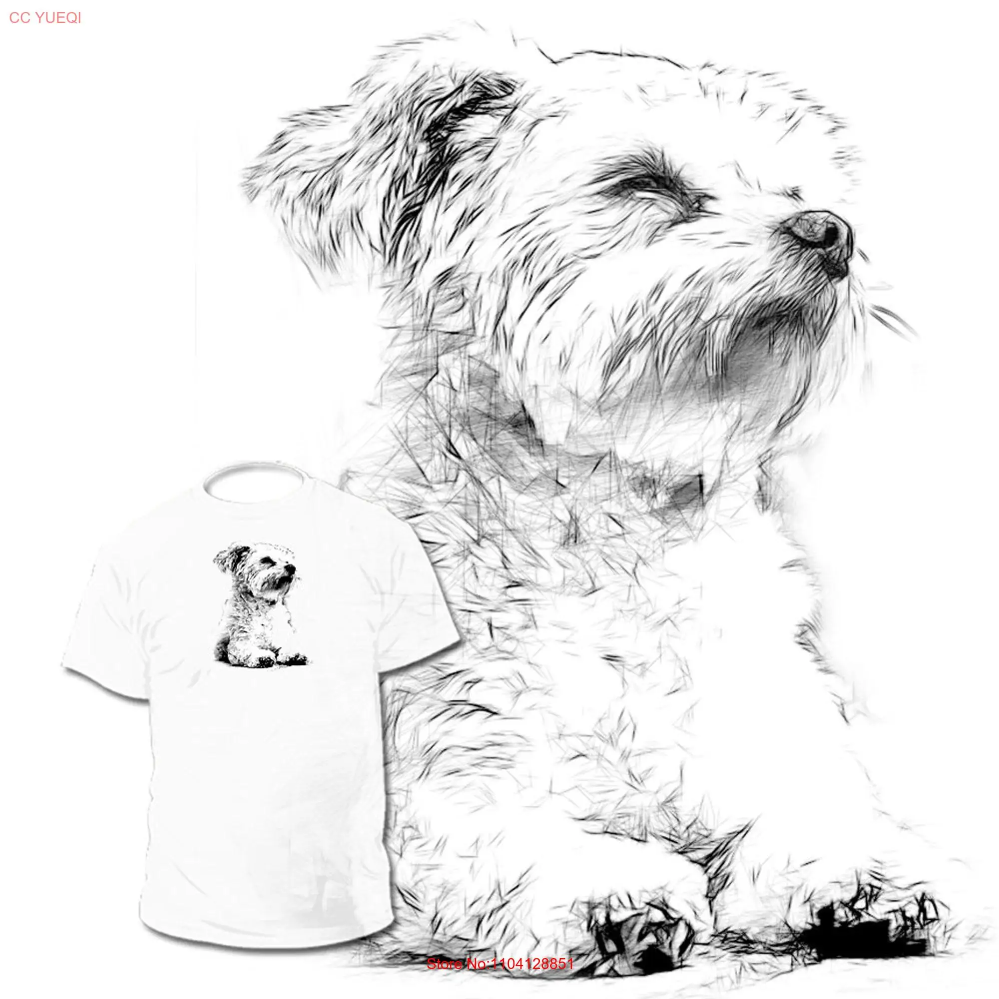 Maltese Drawing T shirt Your Favorite dog is available Bulldog Terrier Foxhound long or short sleeves