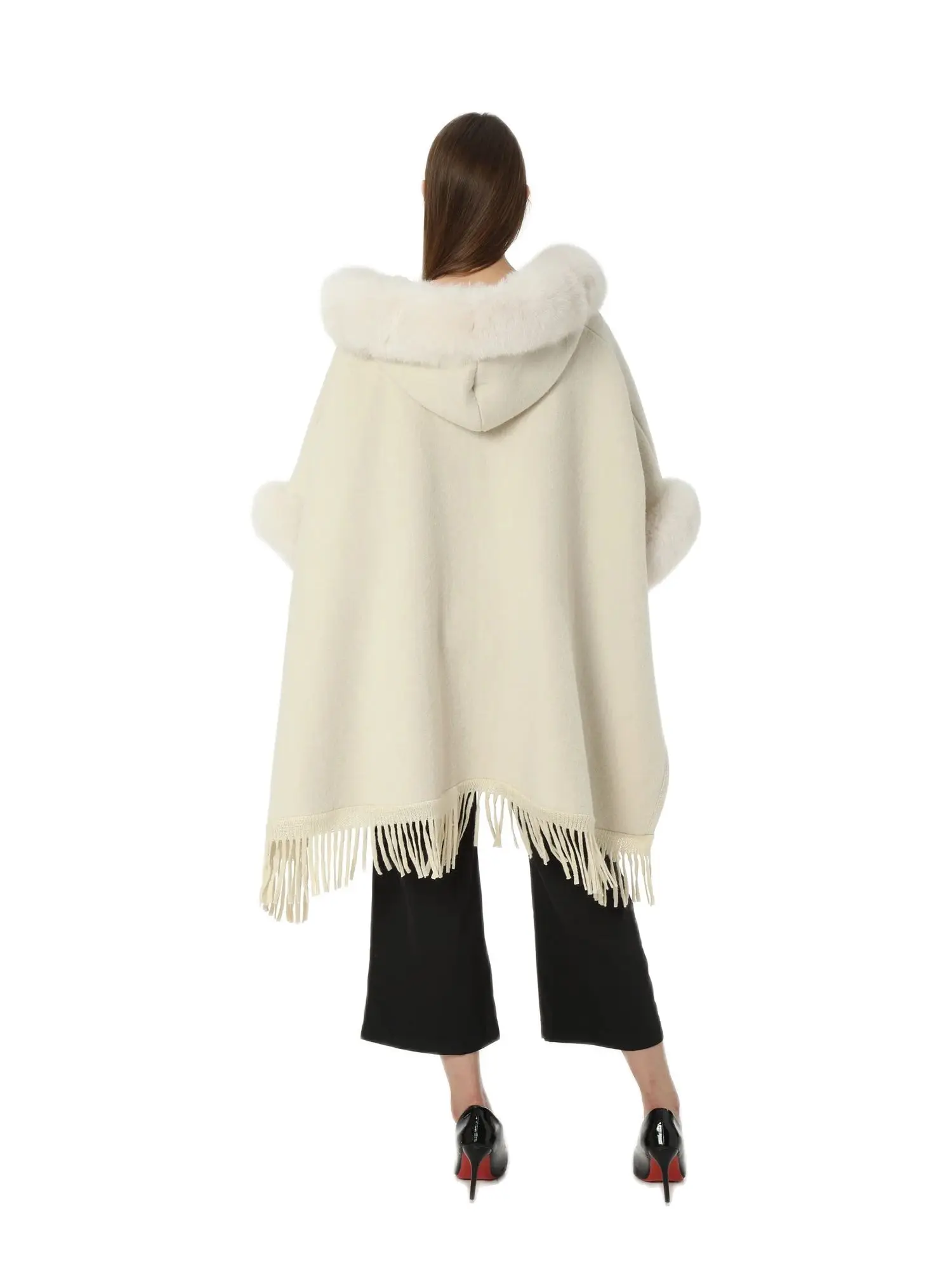 Real Genuine Natural Fox Fur Shawl with Tassel, Half Sleeve, Big Size, 220611