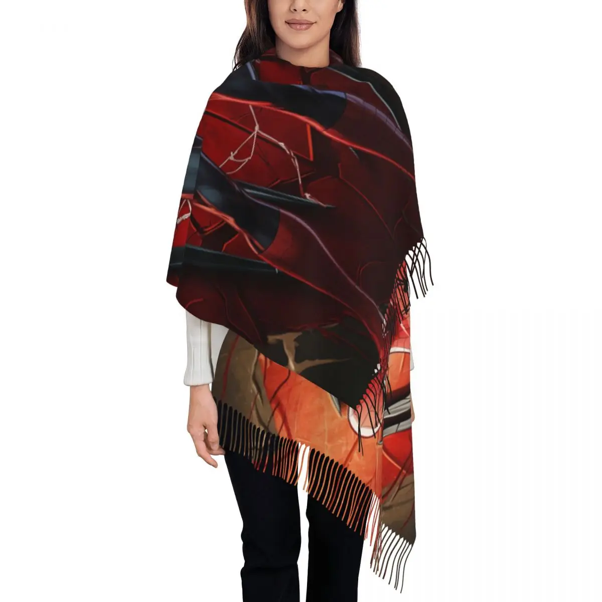 

Женские большие шарфы с изображением Человека-паука на заказ, женские зимние мягкие теплые шаль с кисточками, шарф