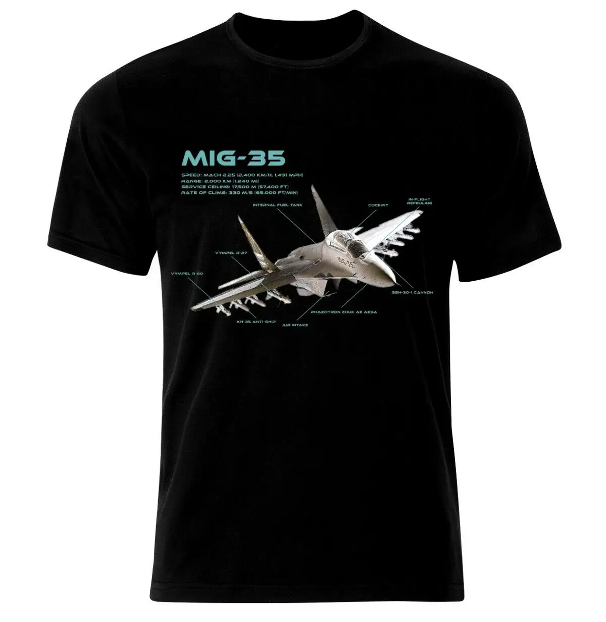 Russia MIG-35 Air Fighter Aircraft Jet Aerospace Aircraft T-Shirt. Summer Cotton Short Sleeve O-Neck Men's T Shirt New S-3XL