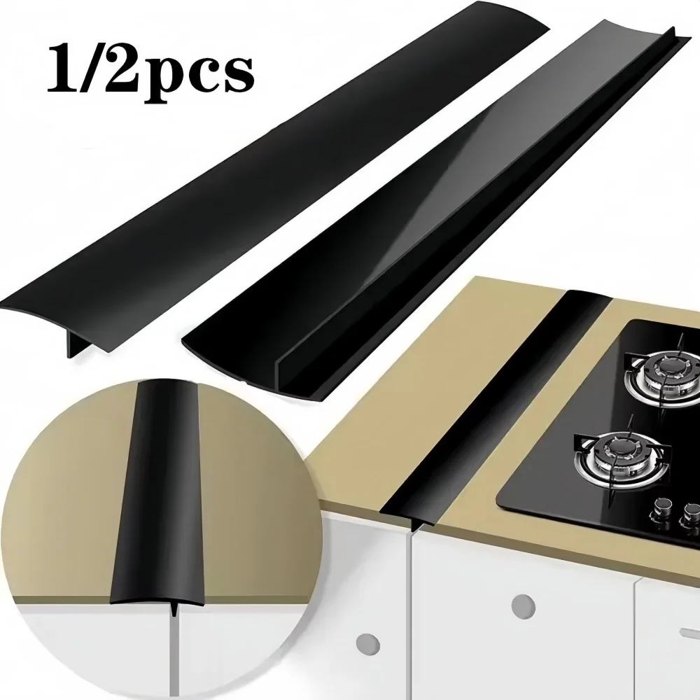 1/2PCS Kitchen Stove Gap Strip Silicone Stove Counter Gap Cover T-Shaped Silicone Rubber Strip for Kitchen Oil-Gas Slit Filler