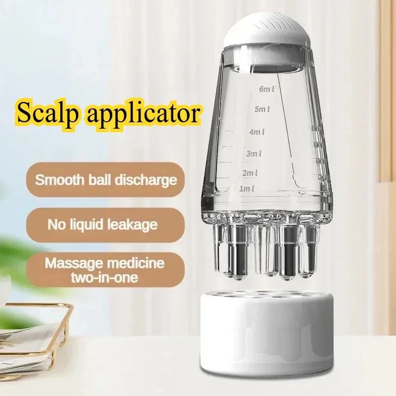 1/2/5 unidades Aplicador de Minoxidil para el cuero cabelludo, 1-6ml, para esencia/fluido de crecimiento capilar, con bola de masaje para la cabeza y peine guía para la aplicación de líquidos