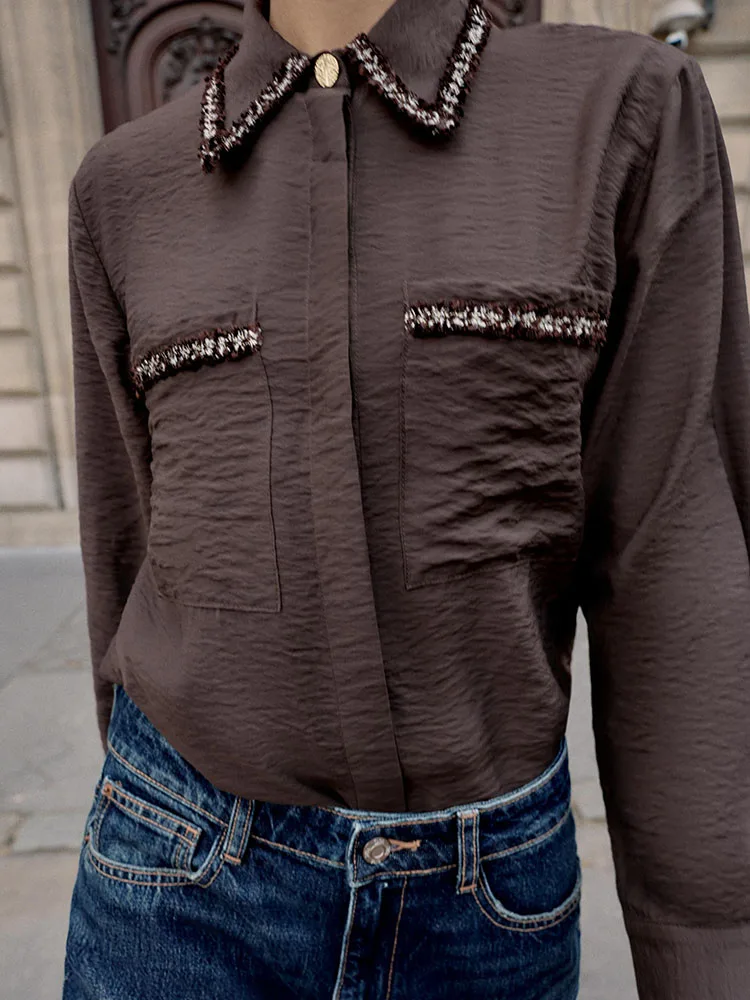 Высококачественный женский зимний новый флип-воротник ZA2025 с длинной отделкой све, конструкция irt Faionable в этническом стиле, женский irt