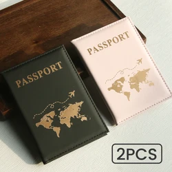 2PCS Travel Passport Covers with World Map Pattern Protective Card Case Travel Credit Card Holder ID & Document Passport Holders