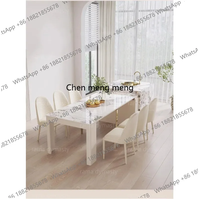 

Nordic Slate White Folding Dining Table Dining Chair Small Apartment Retractable Slate Dining Table Home