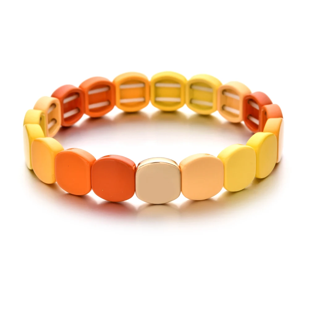 New Handmade Honeycomb Color Beads Bracelets For Women Colorful Beaded Elastic Bangle Gradient Color Boho Accessory