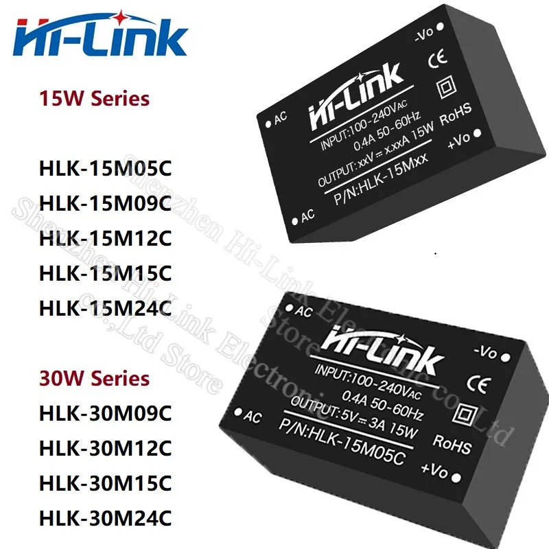 Hi-Link 5V/9V/12V/15V/24V 15W 20W 30W 3A 1660mA 1250mA 1A 625mA 6A 3.3A 2.5A 2A 1250mA 3000Vac 15W 30W ACDC Moduł zasilania