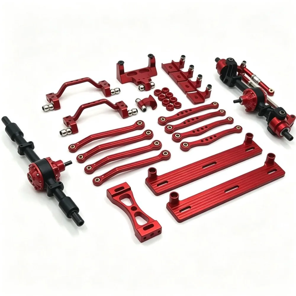 RC Car Metal Front Rear Axles Foot Pedals Linkages Shock Towers Servo Mount Upgrade Kit Applicable To WPL 1/16 C64 Toyota Hilux