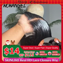 Wow Angel 250 % kurze Bob-Perücken, leimlose Perücken, bereit zum Mitnehmen, 5 x 5 HD-Spitzenverschluss, Echthaar-Perücken, vorgezupft, schmelzen alle Skins für Frauen