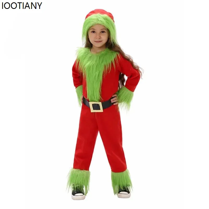 

Kids Halloween Thief Green Hair Monster Cosplay Costume Christmas Elf Outfit Santa Claus Suit Festival Party Campus Dress Up New