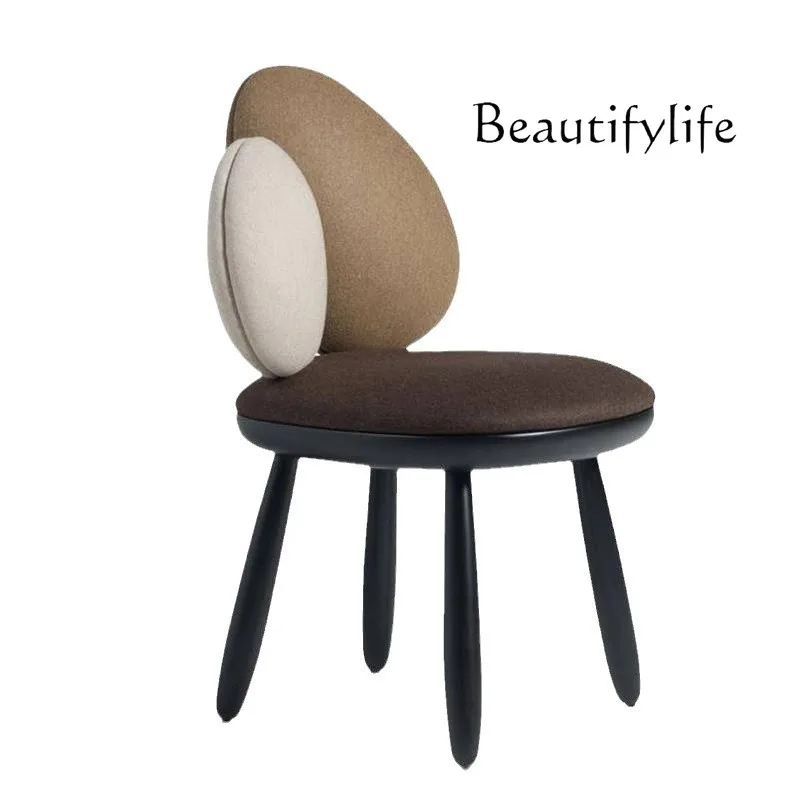 

Nordic makeup chair model room living room casual dining chair modern art solid wood pebble dining chair