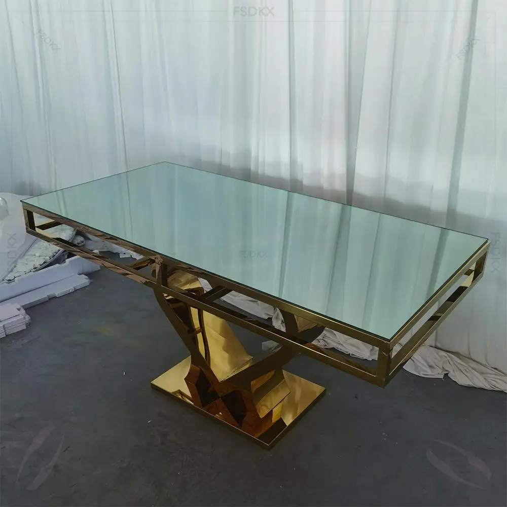 

Reception Luxury Decorations Stainless Steel Furniture Event Banquet Wedding Dining Table