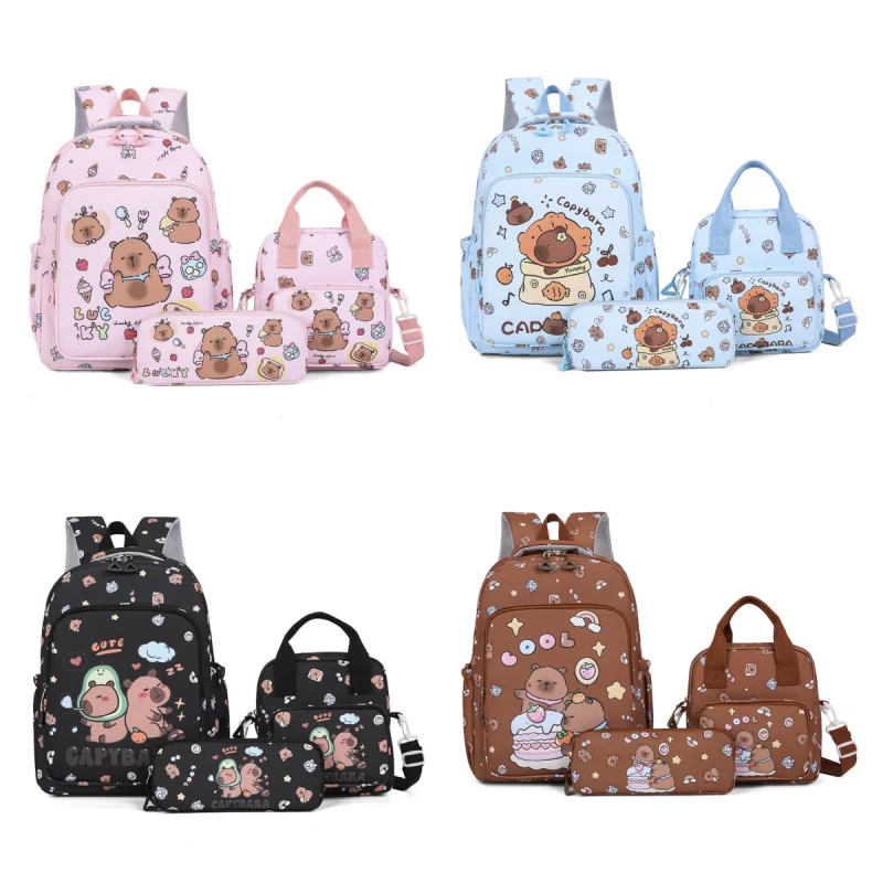 

Capybara Backpack 3Pcs/Set Kawaii Anime Outdoor Travel School Bag Cartoon High-Capacity SchoolBags Cute Children Rucksack Gifts