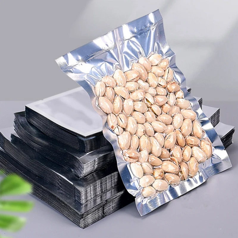

100PCS Glossy Silver Open Top Clear Front Bag Heat Sealing Meat Beaf Tea Chocolate Ground Coffee Vacuum-capable Storage Pouches
