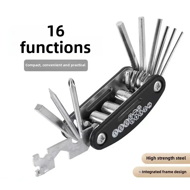 Portable 16 in 1 Bicycle Repairing Tool Set Hex Wrench Nut Tire Screwdriver Multifunctional Motorcycle Cycling Repair Tools Kit