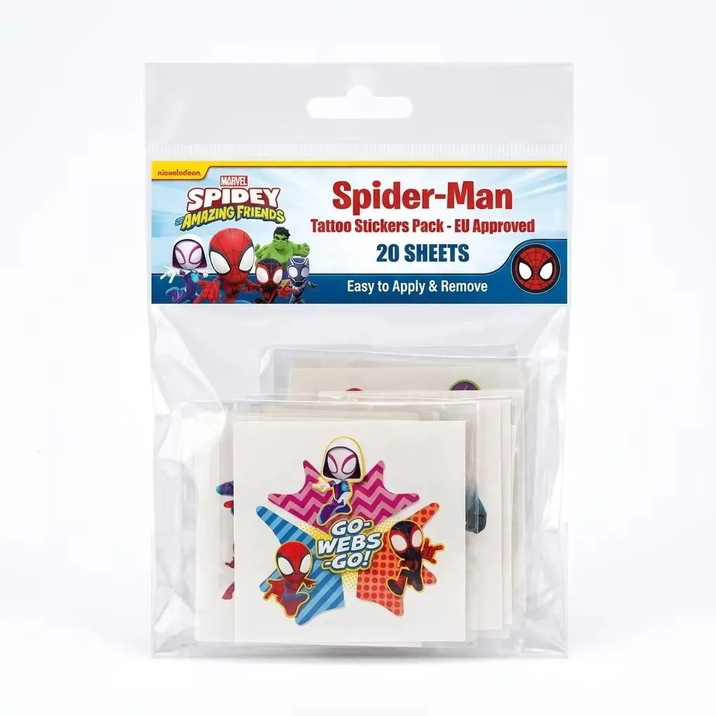 Spidey and His Amazing Friends Temporary Tattoo Stickers Kids Waterproof Cartoon Party Favors Birthday Decor Reward Stickers