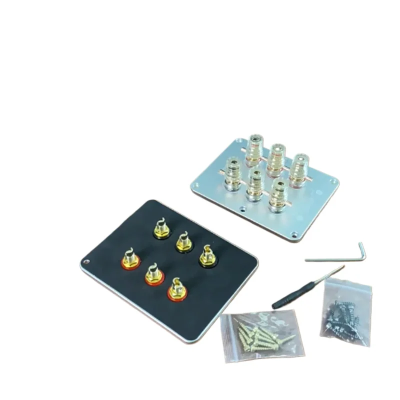 6-position square all-brass binding post speaker terminal block, speaker wire terminal board, diy speaker box accessories