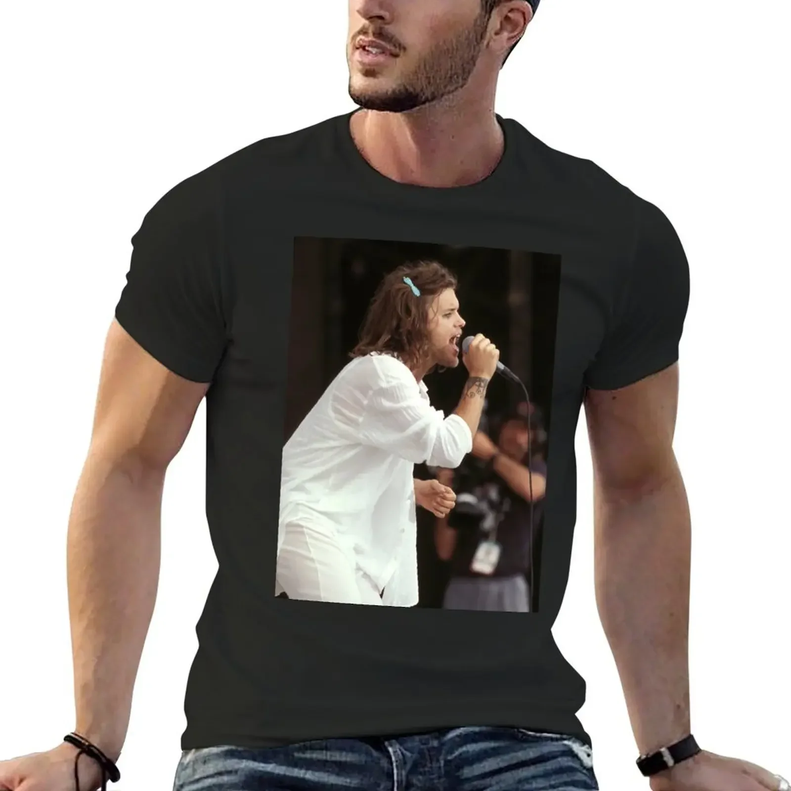 

Shannon Hoon Blind Melon Photograph T-shirt oversizeds Aesthetic clothing black t shirts for men heavyweight fashion Round Neck