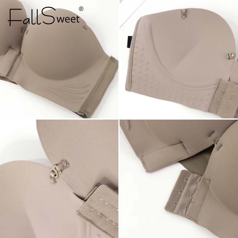 FallSweet Strapless Bra for Women Push Up Front Closure Bras Seamless Wireless Bralette Comfort Lingeries Sexy Female Brassiere