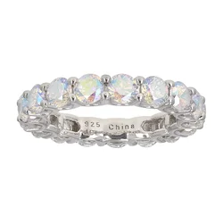 TKJ 925 Sterling Silver Rings Borealis Aurora CZ Diamond Eternity Promise Engagement Ring Wholesale Women's Jewellery Bridal Wed