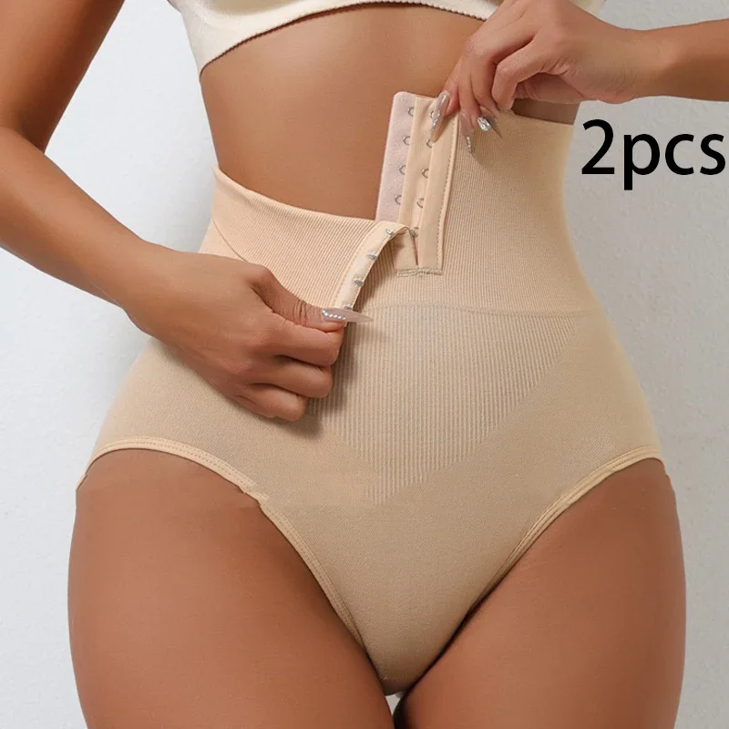 

2pcs Women High Waist Shaping Briefs Buckle adjustment Body Shaper Slimming Underwear Butt Lifter Control Pantie Shapewear Pant