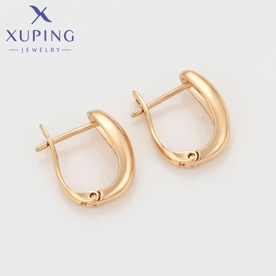 Xuping Jewelry New Arrival Simple No Stone Earring Gold Color Hoop Earrings for Women Girl Gift