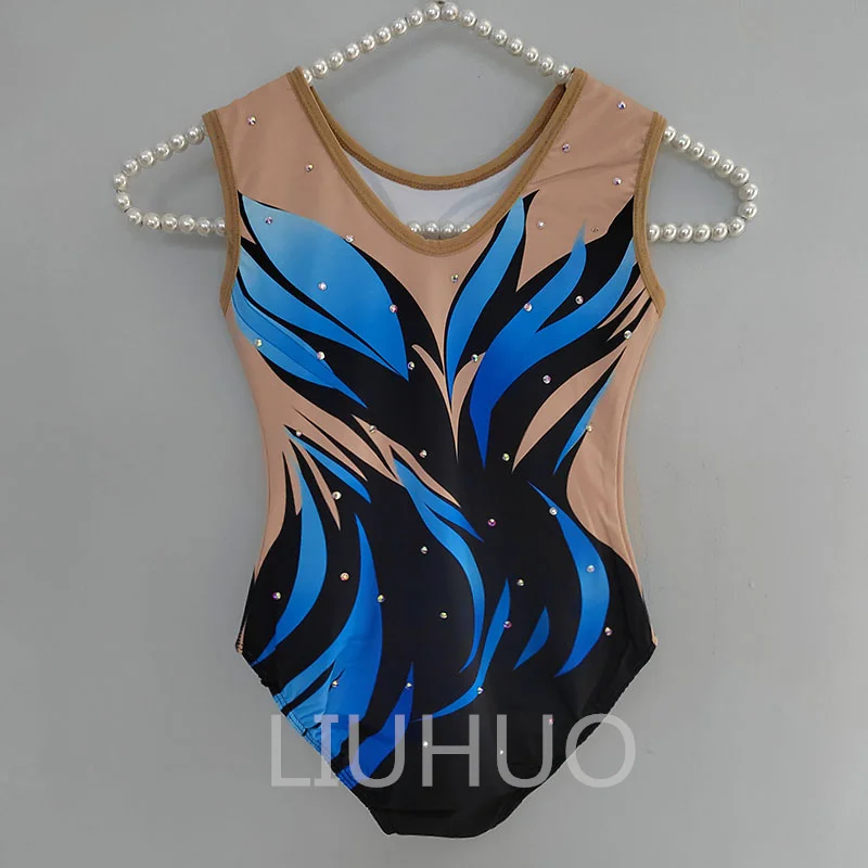 Blue Rhythmic Gymnastics Bodysuit Jumpsuit Competitive Suit Acrobatic Bodysuit Team Suit