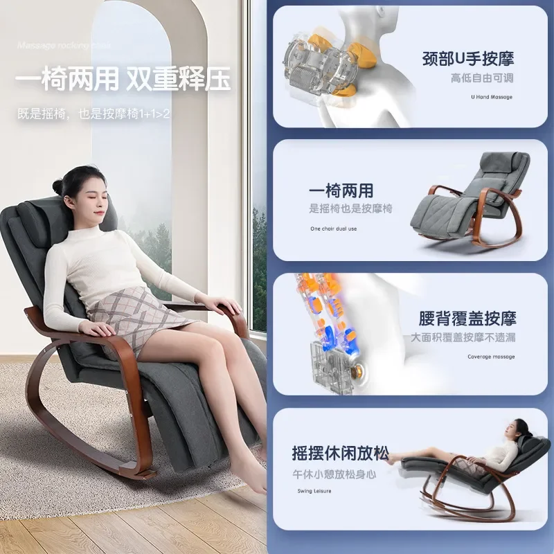 Electric Massage Rocking Chair with Vibration Heat Kneading for Neck Shoulder Waist Back Hip Full Body Recliner Sofa for Home