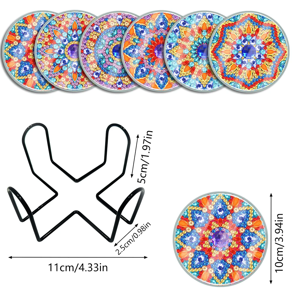 6 قطع من الوقايات الفنية الماسية الكلاسيكية ماندالا DIY الحديثة على شكل حيوانات كرتونية مقاومة للماء لعطلة عيد الميلاد للبالغين والمبتدئين