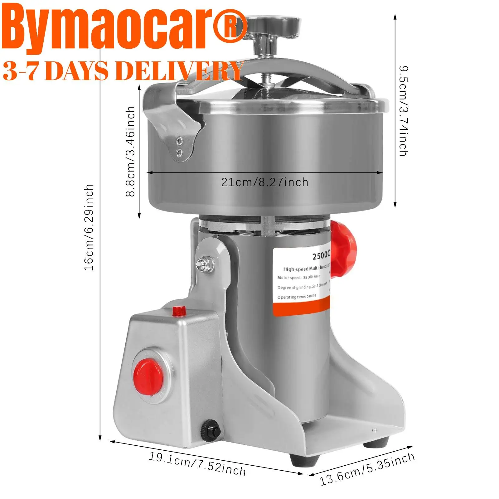 2500 g elektrische Getreidemühle mit Timing-Funktion, 4500 W Hochgeschwindigkeits-Pulverisierer, Trockenkräuter, Gewürze, Kaffeesamen, Reis, Maismaschine